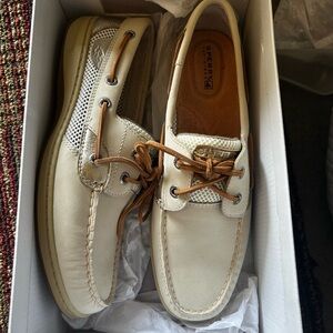 Sperry “Bluefish Ivory Open Mesh” Slip On Boat Shoes